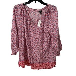 Talbots Womens BOHO Peasant Tunic Top New w/Tags Size Plus X 100% Rayon